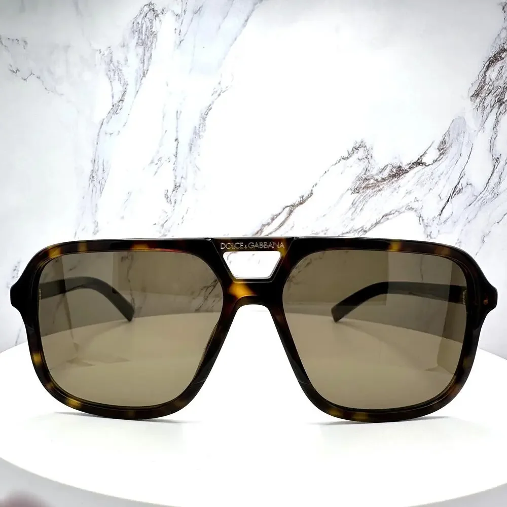 STYLISH New Dolce & Gabbana Sunglasses DG4354 502/73 Brown Aviator Pilot Gold